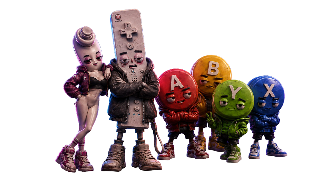 Imagen principal del reparto de Retroville para el press kit